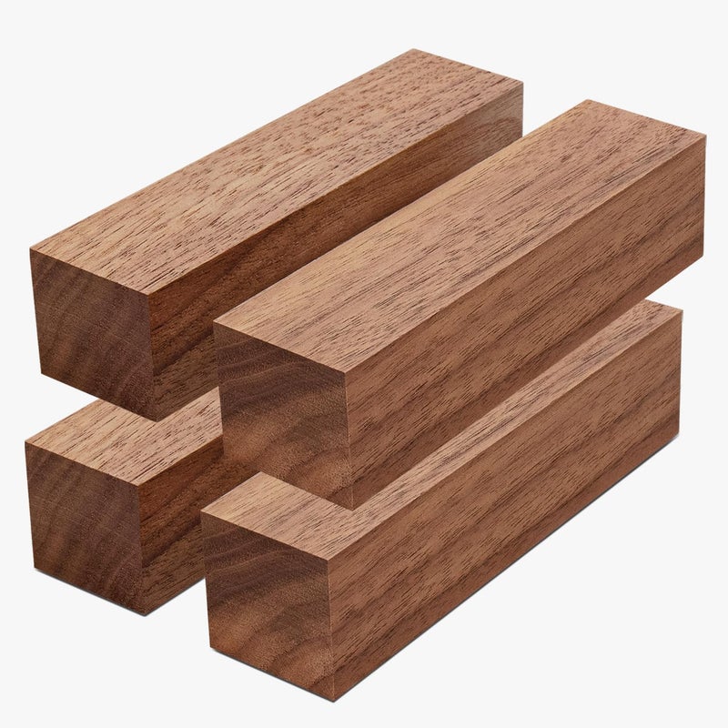 Wislist 4 Pcs Walnut Wood Log Lumber Board Knife Handle Material, Bar Shaped Square Turning BlanksHandle Plate for Instruments DIY Raw Wood Cuboid(5.1" x 1.2" x 1.2") - Image 1